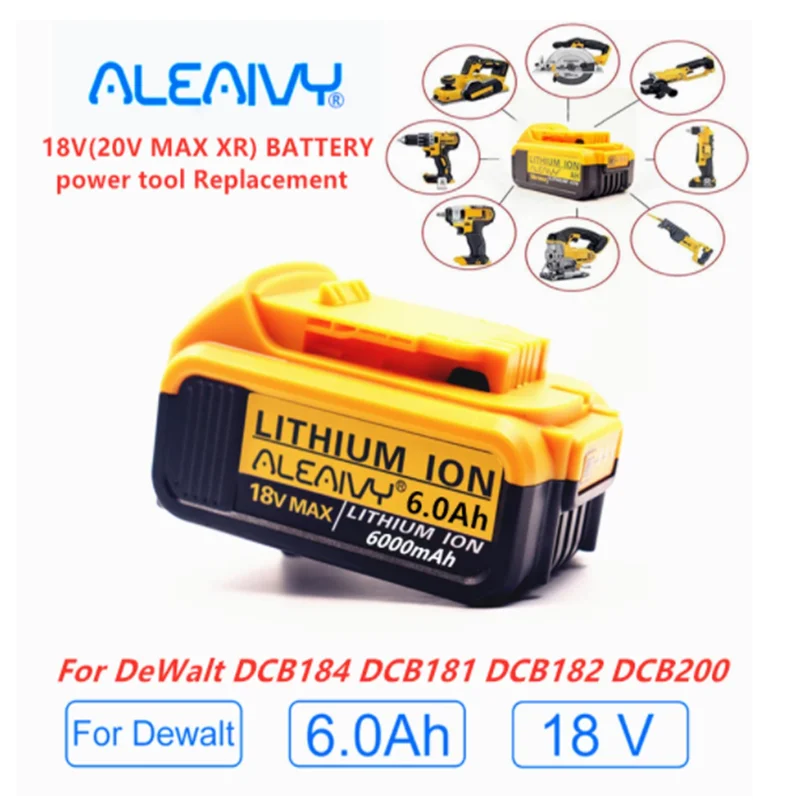 

С зарядным устройством, 18 в, 6,0 Ач, MAX XR, замена для электроинструмента DeWalt DCB184, DCB181, DCB182, DCB200, 20 в, 6 А, 18 в, 18 в