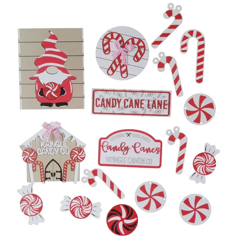 

Christmas Tray Decor 17Pcs Wooden Santa Claus Candy Decorations Indoor Farmhouse Rustic Country Christmas Decor For Home Room