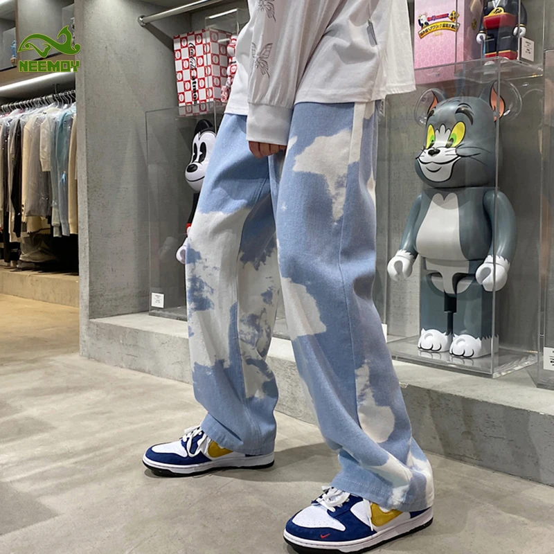 Neemoy Tie-dye Jeans Pants Men's Jeans Fashion Male High Street Jean Baggy Man Male Oversize Trendyol Mens Men´s Clothing