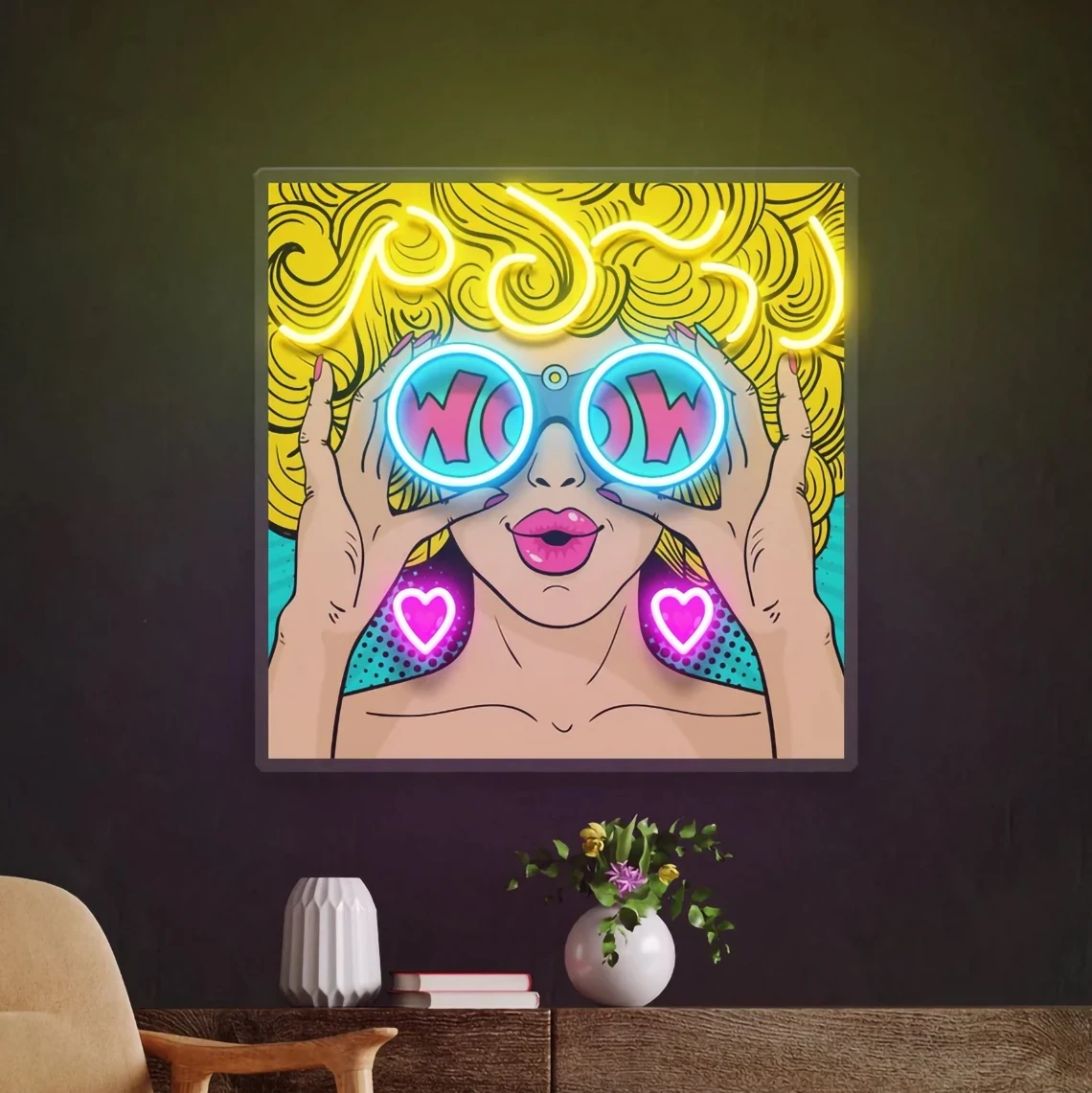Женская неоновая вывеска лицо женщины неоновый домашний декор Настенный Вау для