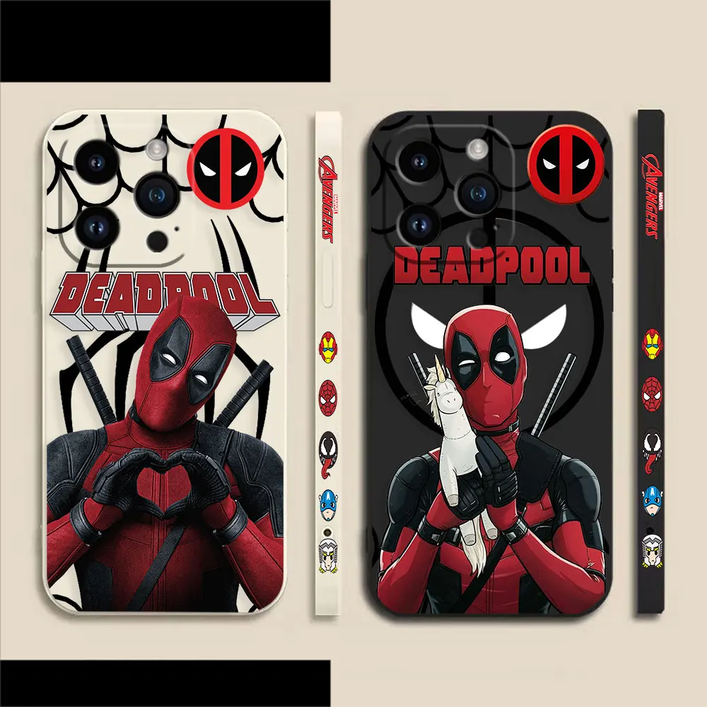 

Marvel Avengers Deadpool Phone Case For Apple iPhone 14 13 12 11 Pro XS Max Mini X XR SE 7 8 6 6S Plus Colour Liquid Case Funda