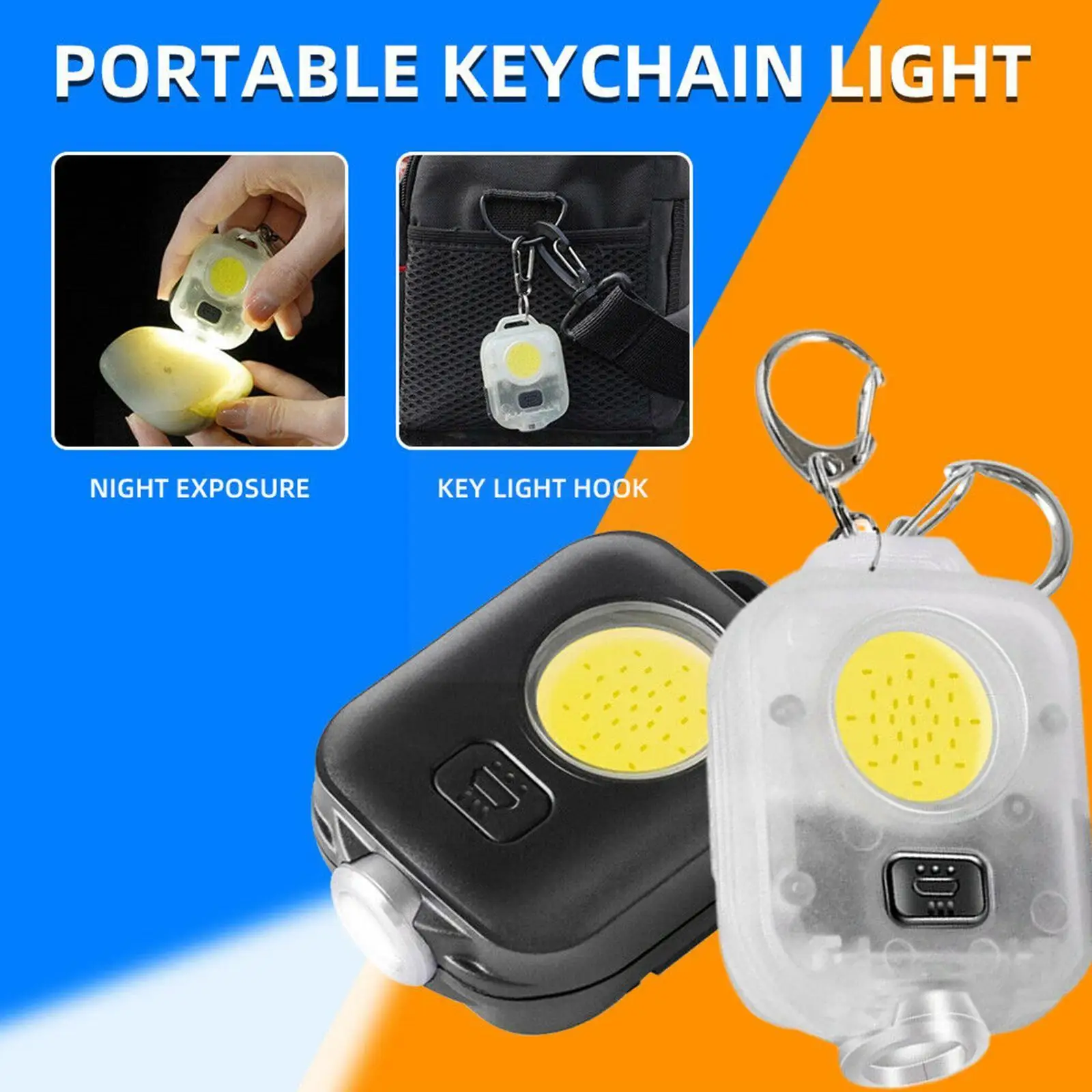 

Mini Led Chain Flashlight Ultra Bright Cob Ring Torch Light Rechargeable 500mah Battery Pocket Light For Outdoor Cam C1p1