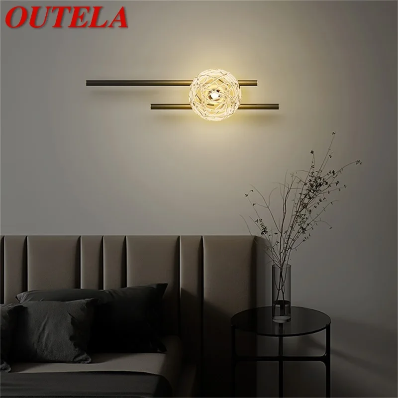 

OUTELA Modern Luxury Wall Lamp Creative LED Scones Indoor Home Decorative Lighting Brass Fixtures