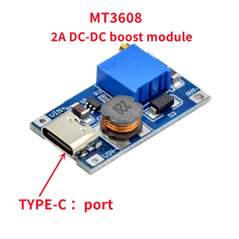 10 шт./лот MT3608 TYPE-C/USB 2A Max DC-DC повышающий модуль питания усилителя мощности от 2-24 В до