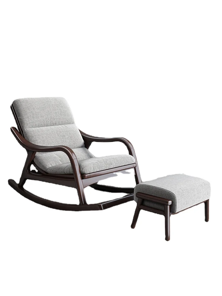 

Hxl New Chinese Style Solid Wood Rocking Chair Nap Single Sofa Leisure Lazy Recliner Rocking Chair