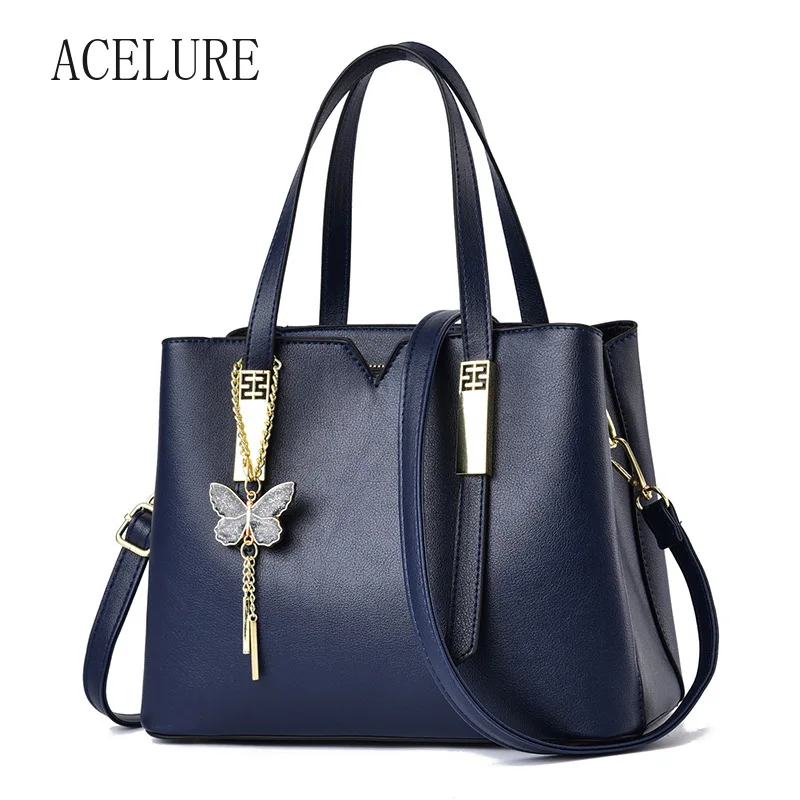 

ACELURE Girl Autumn and Winter Fashion Messenger Bag Solid Color PU Leather Shoulder Bags Large Capacity Ladies Handbags Purse