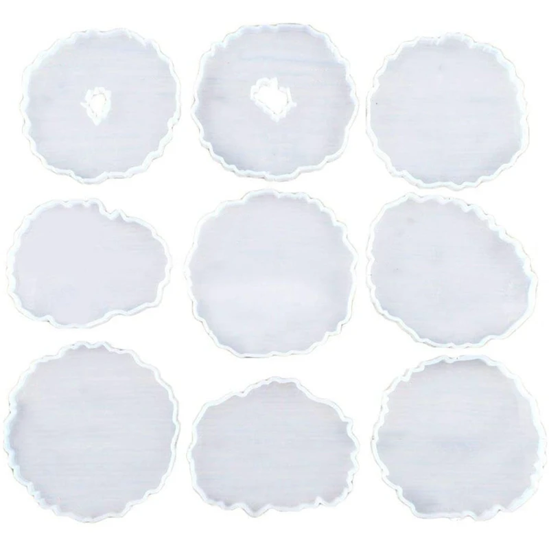 

9Pcs Irregular Agate Coaster Resin Casting Mold Handmade Silicone Resin Molds DIY Coaster Mould For Jewelry Making DIY