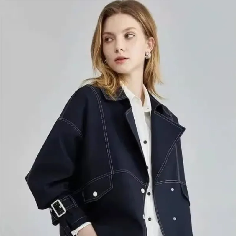 

Vintage Imitation Jean Jacket Women'S 2023 Autumn New Style Senior Design Temperament Fashion Raglan Sleeves Thin Loose Short Ja