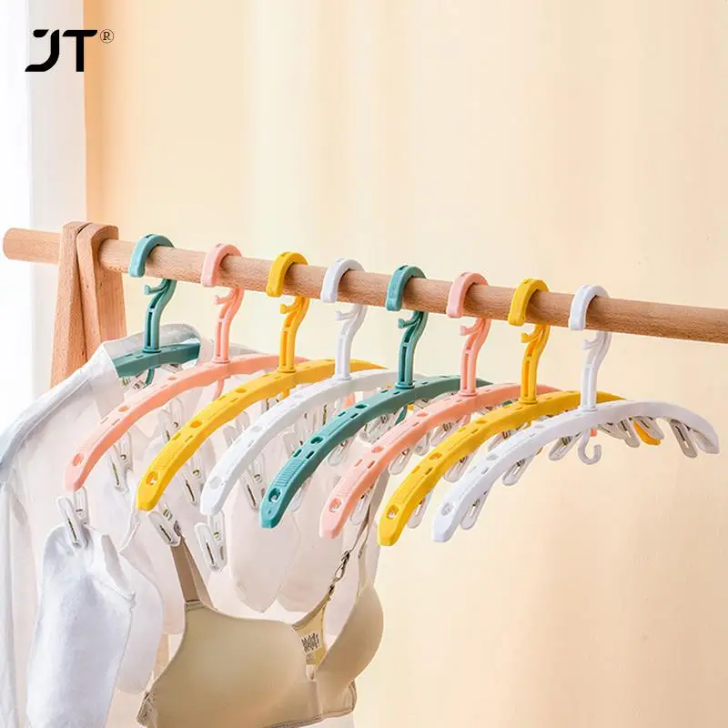

6 Clips Thickened Hanger Student Dormitory Windproof Plastic Underwear Sock Clips Household Clothes Hanger Organizer