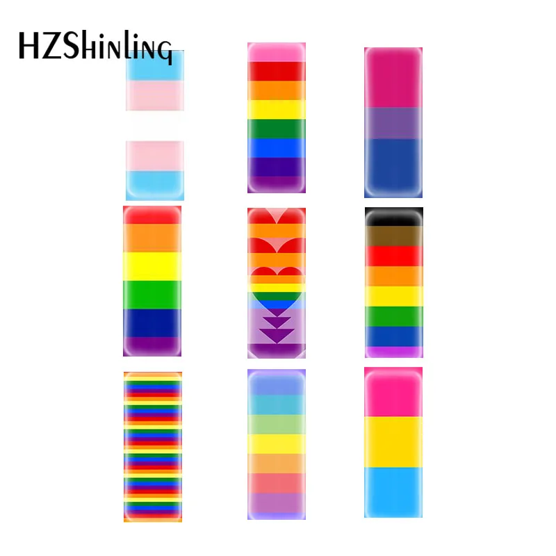 

10*25mm Gay Pride Love is Love Pattern Rectangular Glass Cabochons Jewelry Findings & Components Semi Finished Jewelry