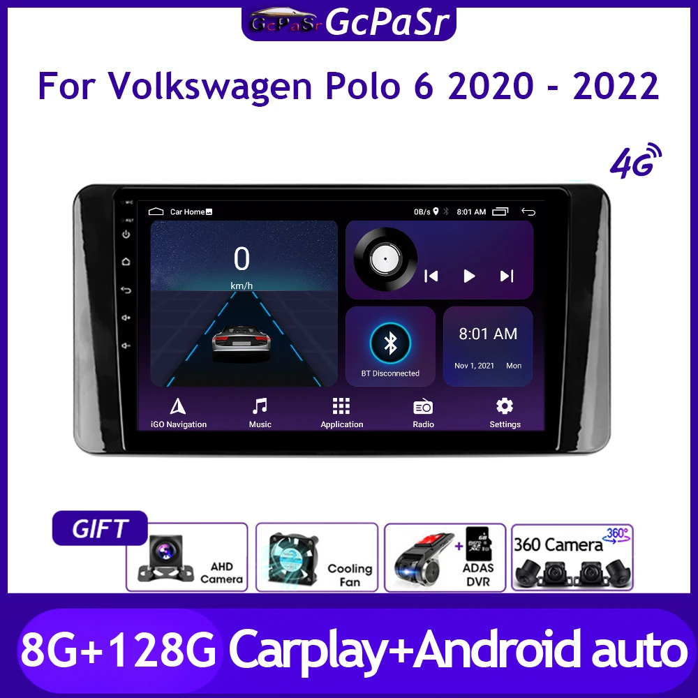 

Car Stero Radio Video Autoradio Multimedia Player For Volkswagen Polo MK6 VI 6 2020 - 2022 Android 11 Navigation GPS Carplay IPS
