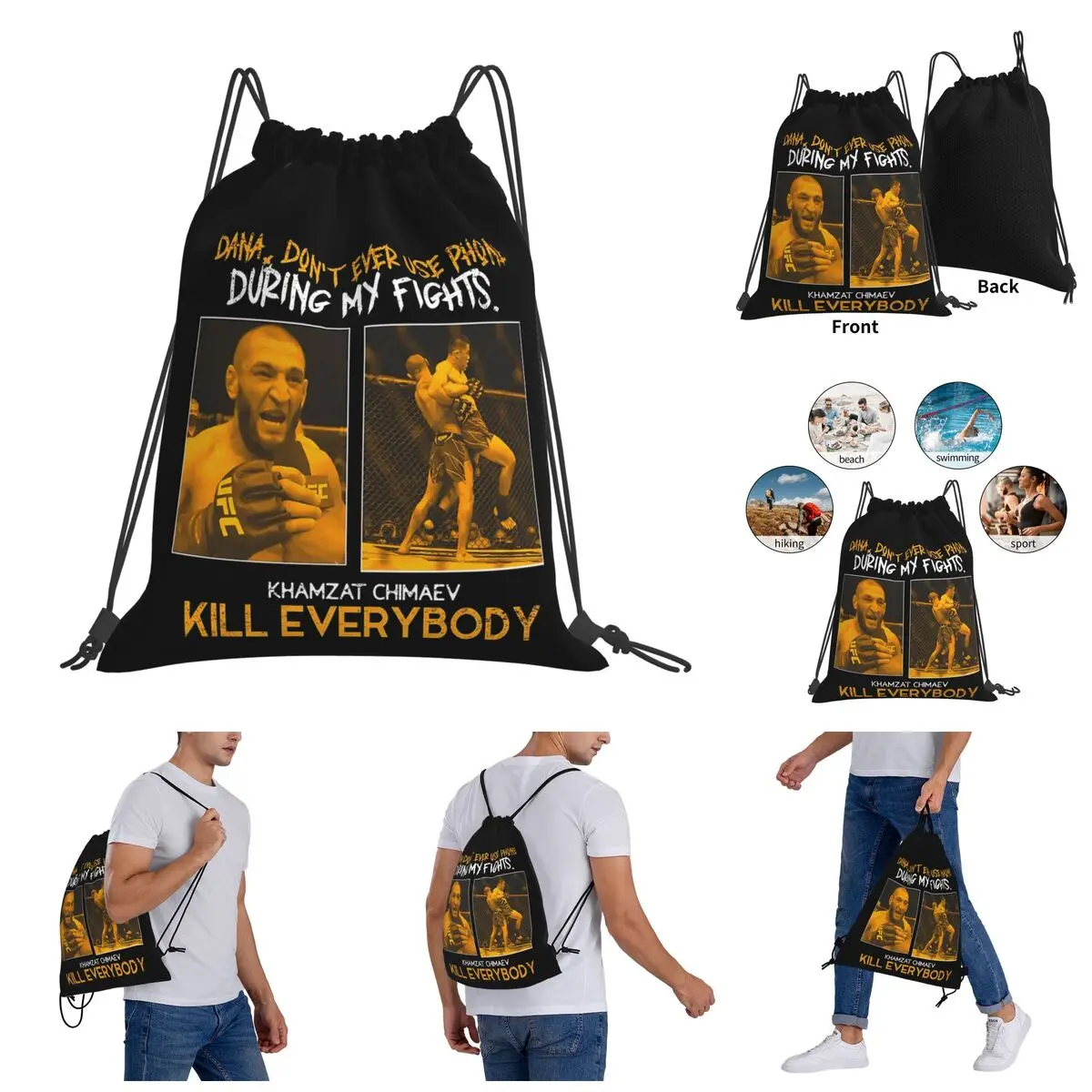 

Borz And Takedown Drawstring Bags Gym Bag premium Backpack Humor Graphic Knapsack