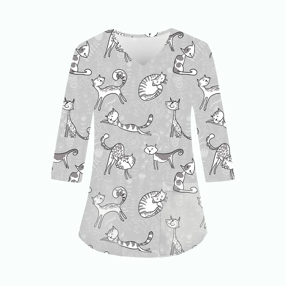 Новая клиническая форма женская милая котенок с принтом микроэластичные