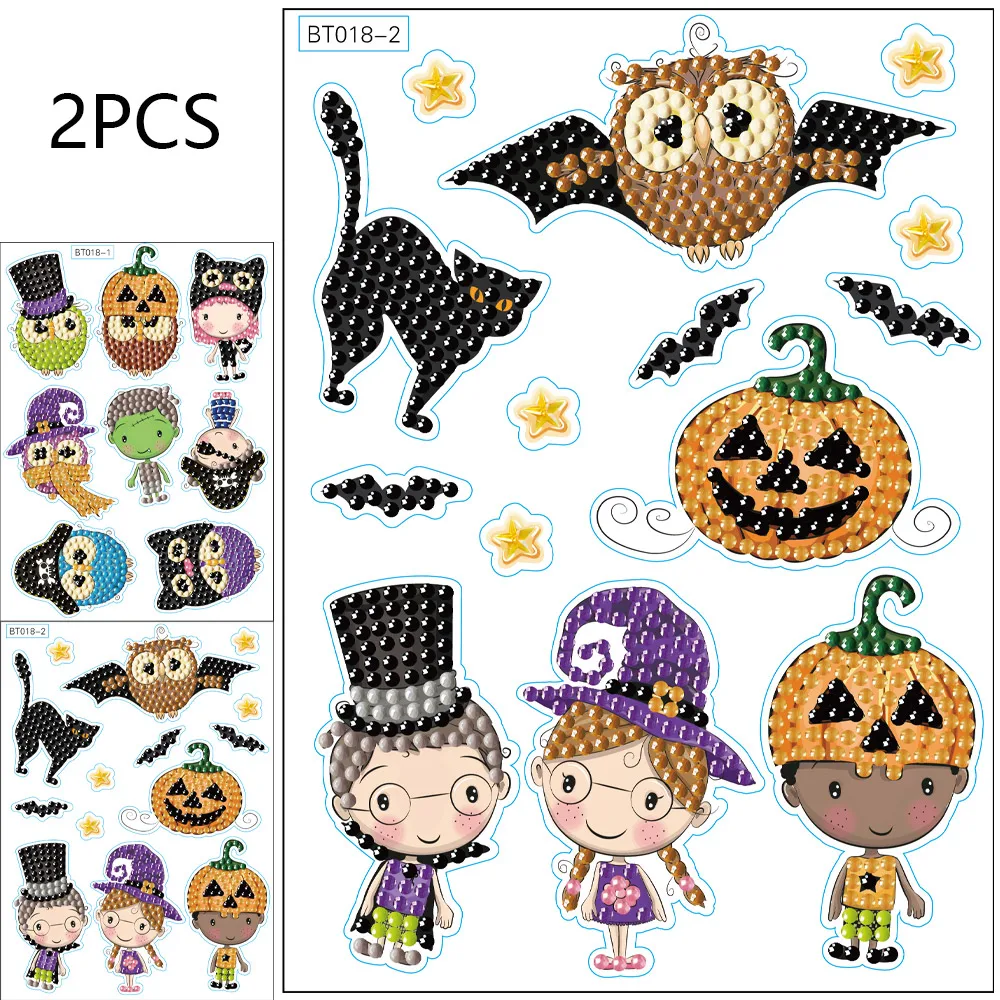 

Набор для алмазной живописи для детей, Набор наклеек «сделай сам», художественные изделия, мультяшная Алмазная картина по номерам на Хэллоу...