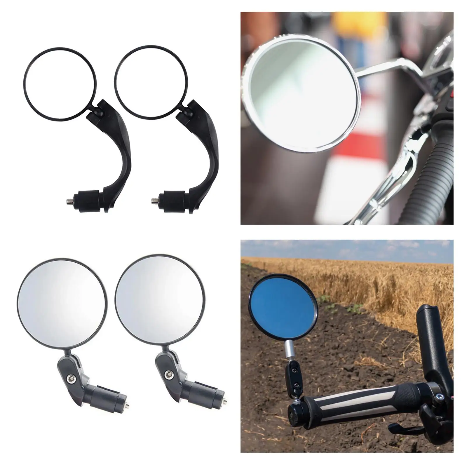 2 Pieces 18-22mm Handlebar Bike Rearview Mirror Wide-Angle Adjustable Angle Electrical Bikes Reflector Bicycle Rear View |