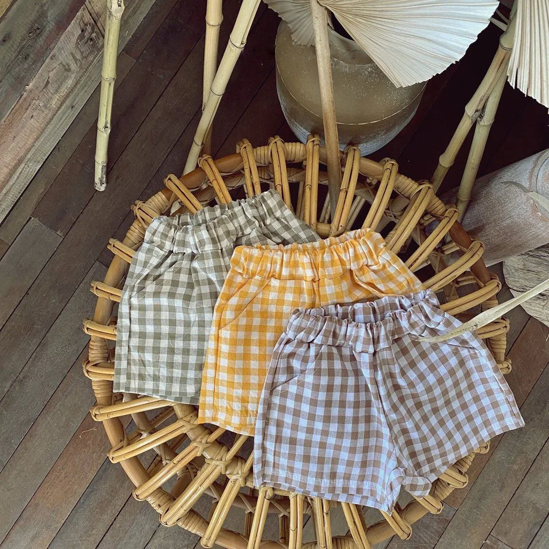 

HoneyCherry Girls Shorts Summer New Children's Plaid Shorts Cotton Baby Pants For Summer Clothes Cotton Shorts