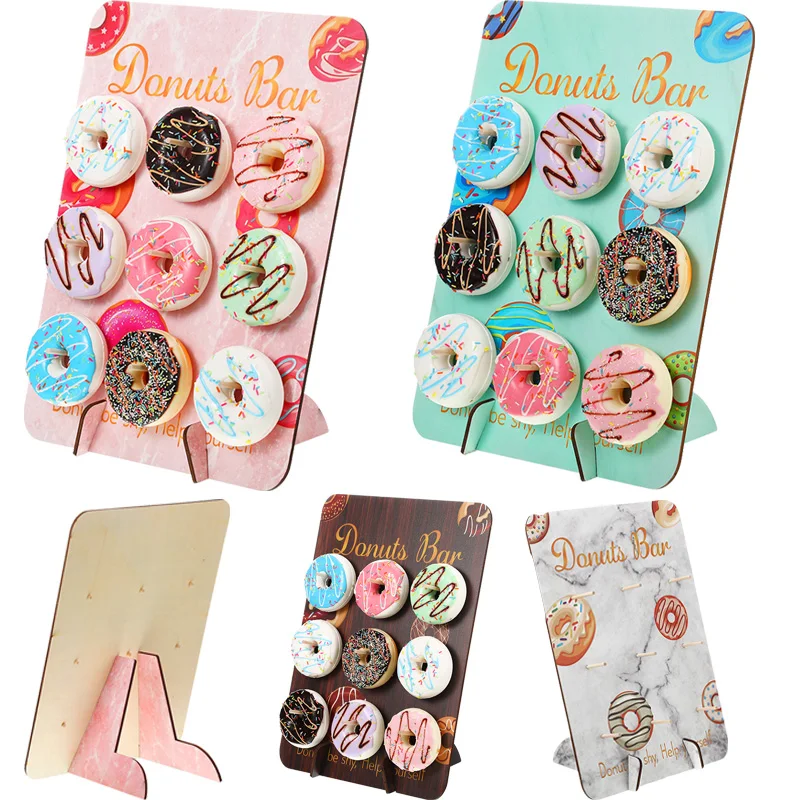 

9 stick Wooden Donut Wall Doughnut Display Stand Donut Holder Birthday Wedding Decoration doughnut rack Baby Shower table decor
