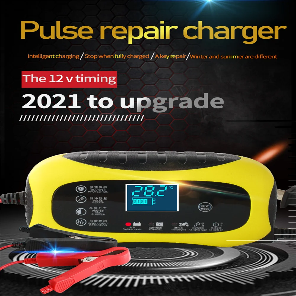 

Car Battery Charger 12V 8A Intelligent Fast Charging Pulse Repair Type Full Auto-Stop Dual-Mode Lead Acid for Motorcycle Truck