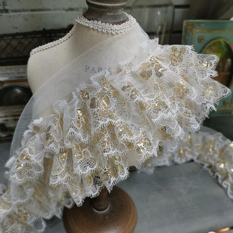 

Clothing accessories 9cm wide three-layer mesh lace pleated lace lolita windbreaker mouth baby dress sofa curtain lace
