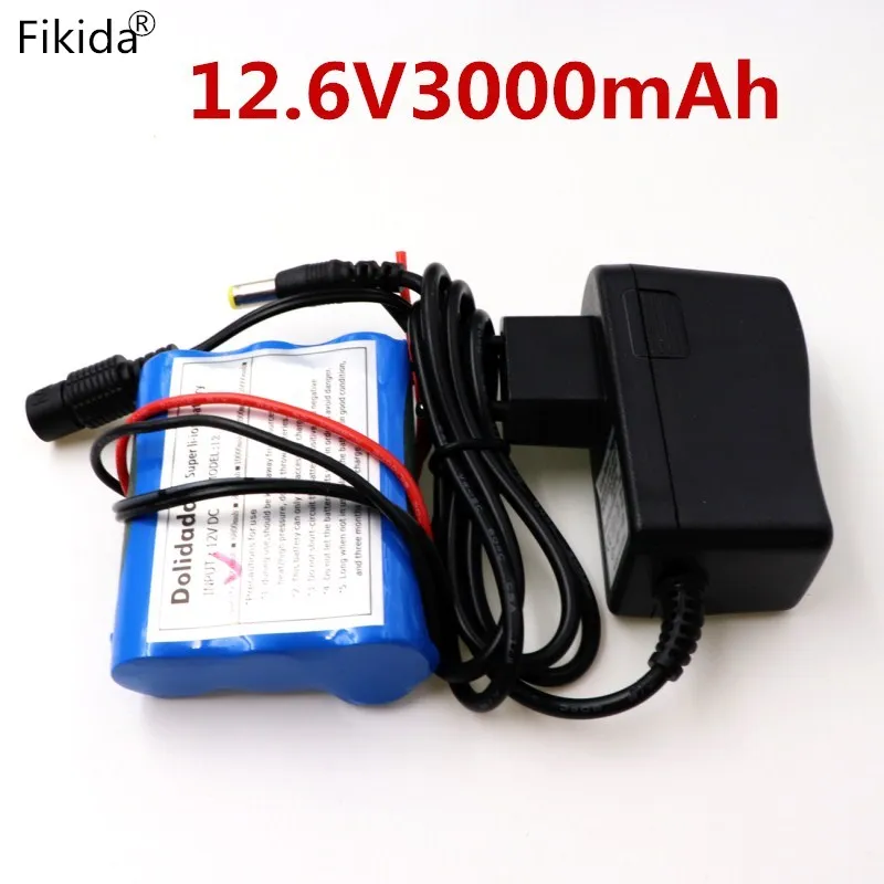 

2022 New 12 V 3000 mAh 18650 Li-ion Rechargeable battery Pack for CCTV Camera 3A Batteries+ 12.6V 1A Charger+Free shopping