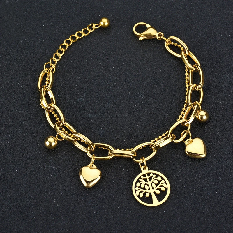 

Stainless Steel Hollow Tree of Life Bracelets Women Men Girls Gold Color Lucky Round Bangle Jewelry Gift Fashion Charm