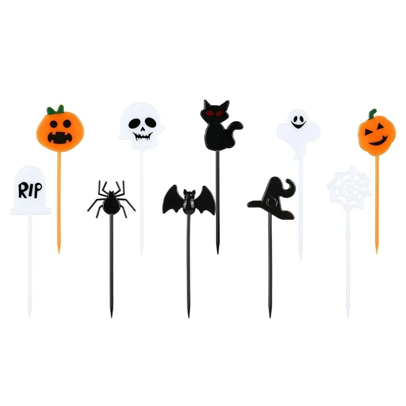 

10 шт., пластиковые вилки для фруктов на Хэллоуин