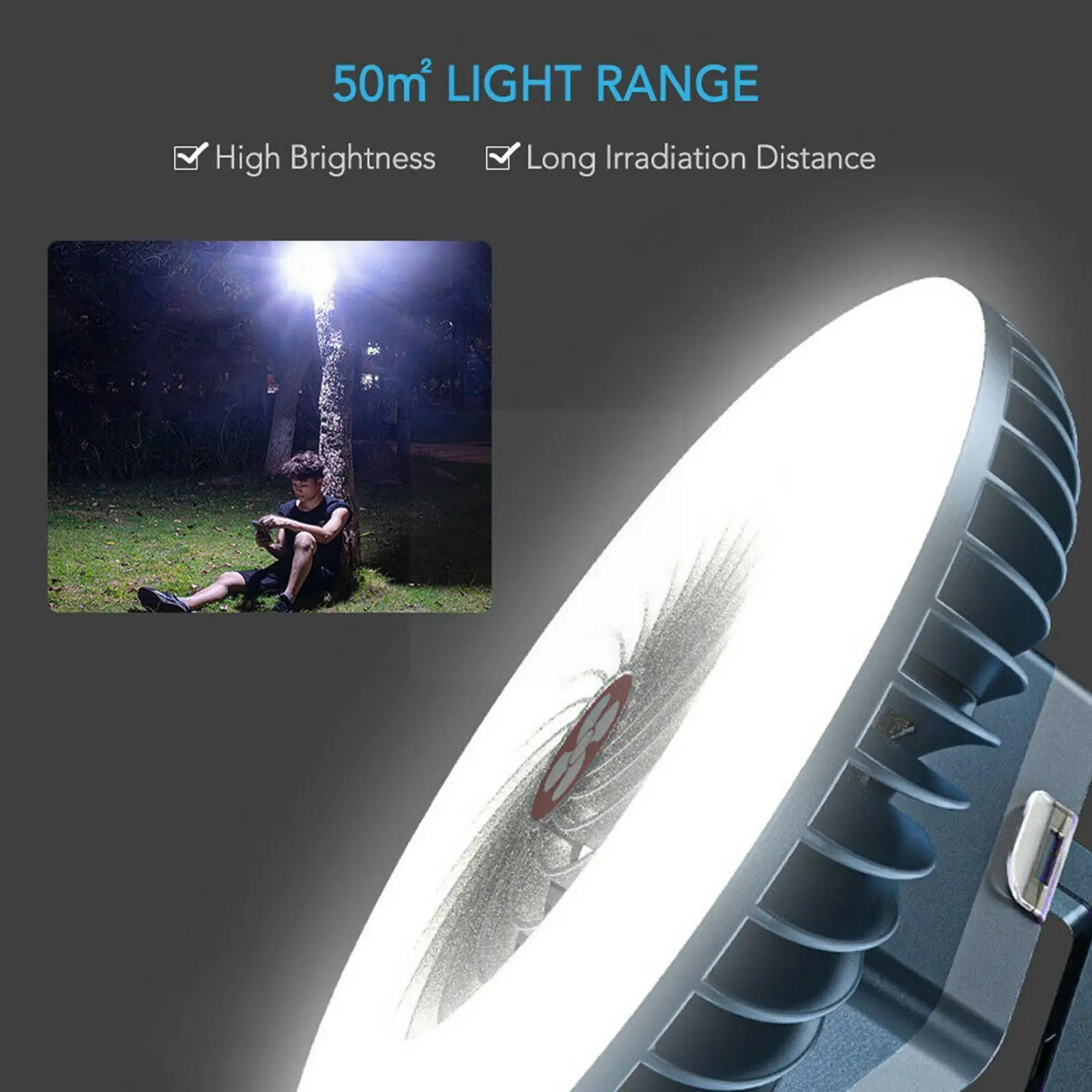 

Portable Camping Fan With Led Light For Tents,rechargeable Battery Operated Fan With Led Lantern,personal Desk Fan With Mag B6w5
