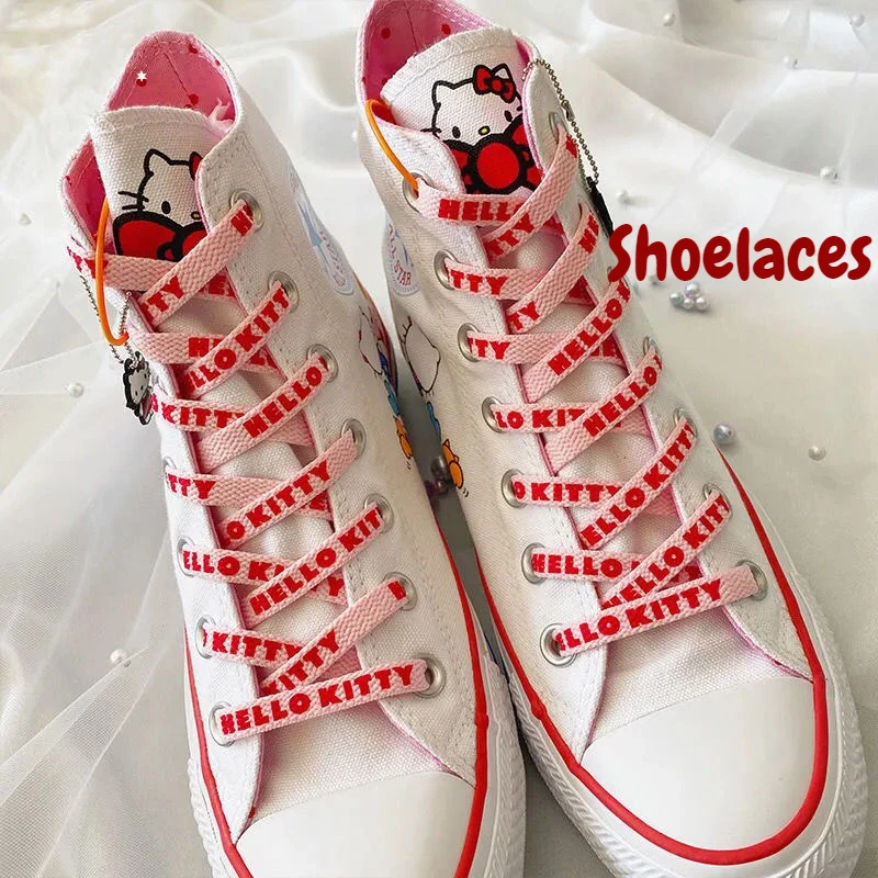 Hello Kitty Printed Shoelaces Cute Girl Creative Versatile Pink Shoelace For 1970s Air Force AF1 Lovely Girls Decoration Gift