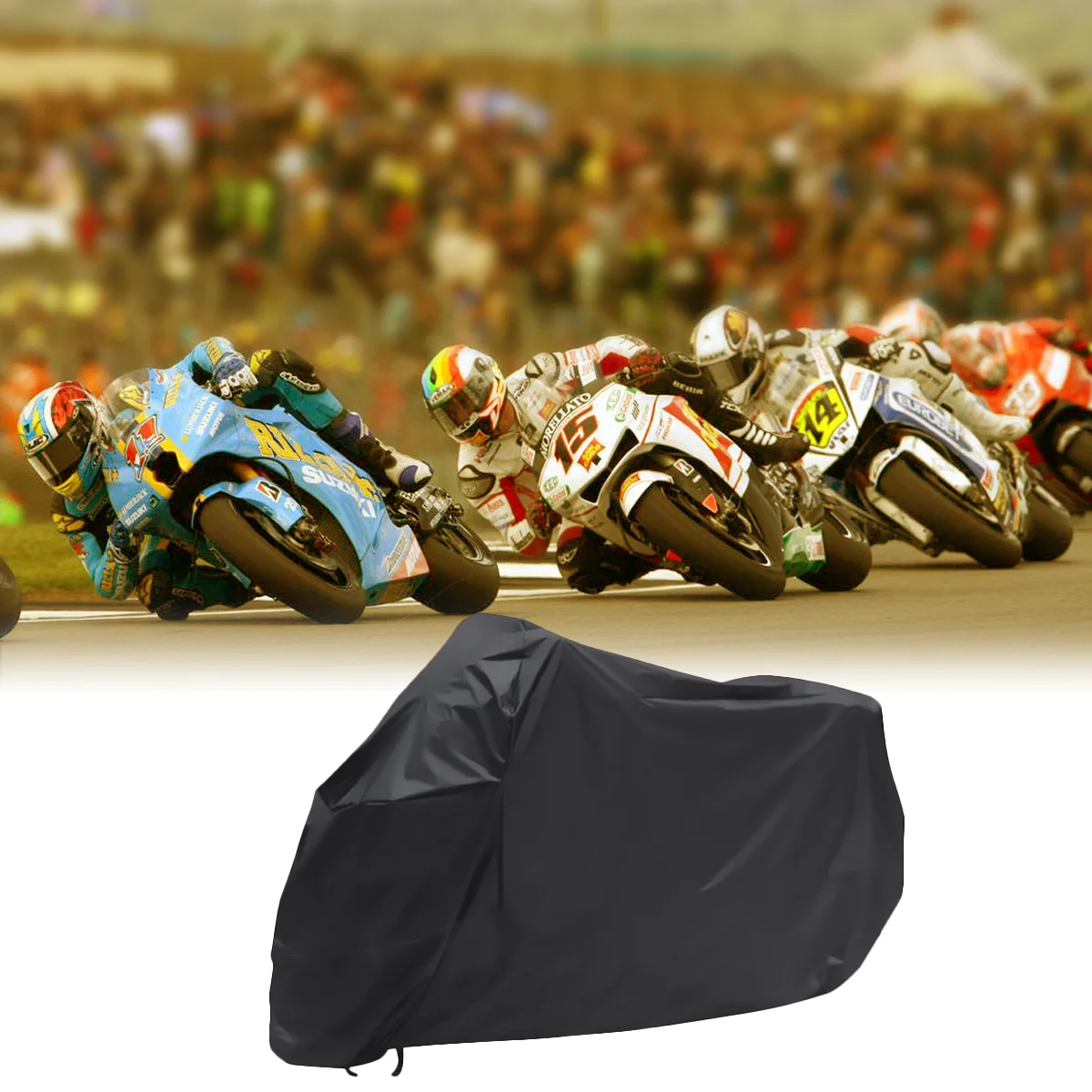 

Motorcycle Motorbike ATV Scooter Waterproof Sun Block Protective Cover Rain Cover Protector - Size XXL (Black)