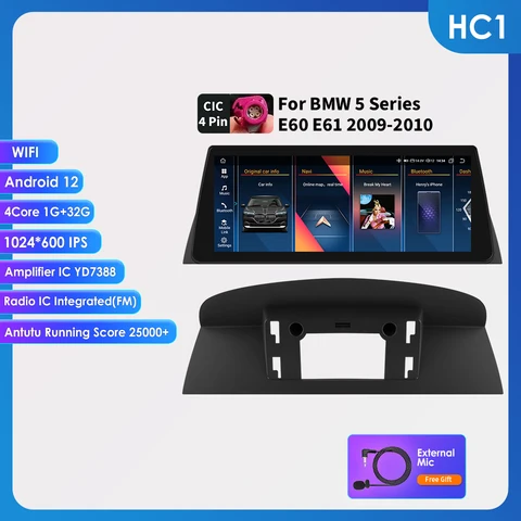 10,25-дюймовый беспроводной AI CarPlay Android Auto для BMW серии 3 5 E60 E61 E90 E91 E92 E93 CCC CIC Система Мультимедийный экран GPS