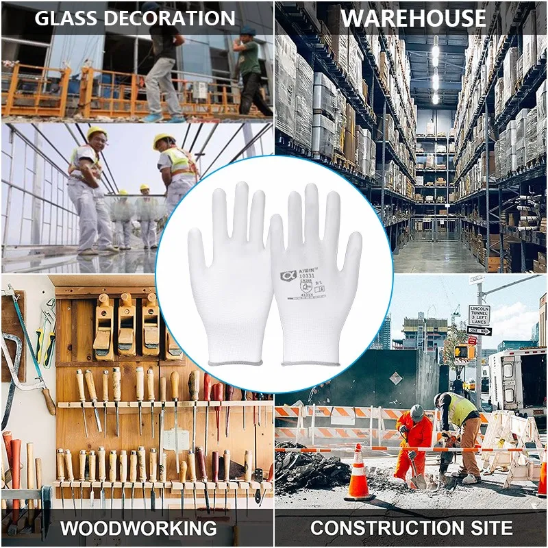 1 пара рабочих перчаток экономичные перчатки из полиэстера с полиуретановым