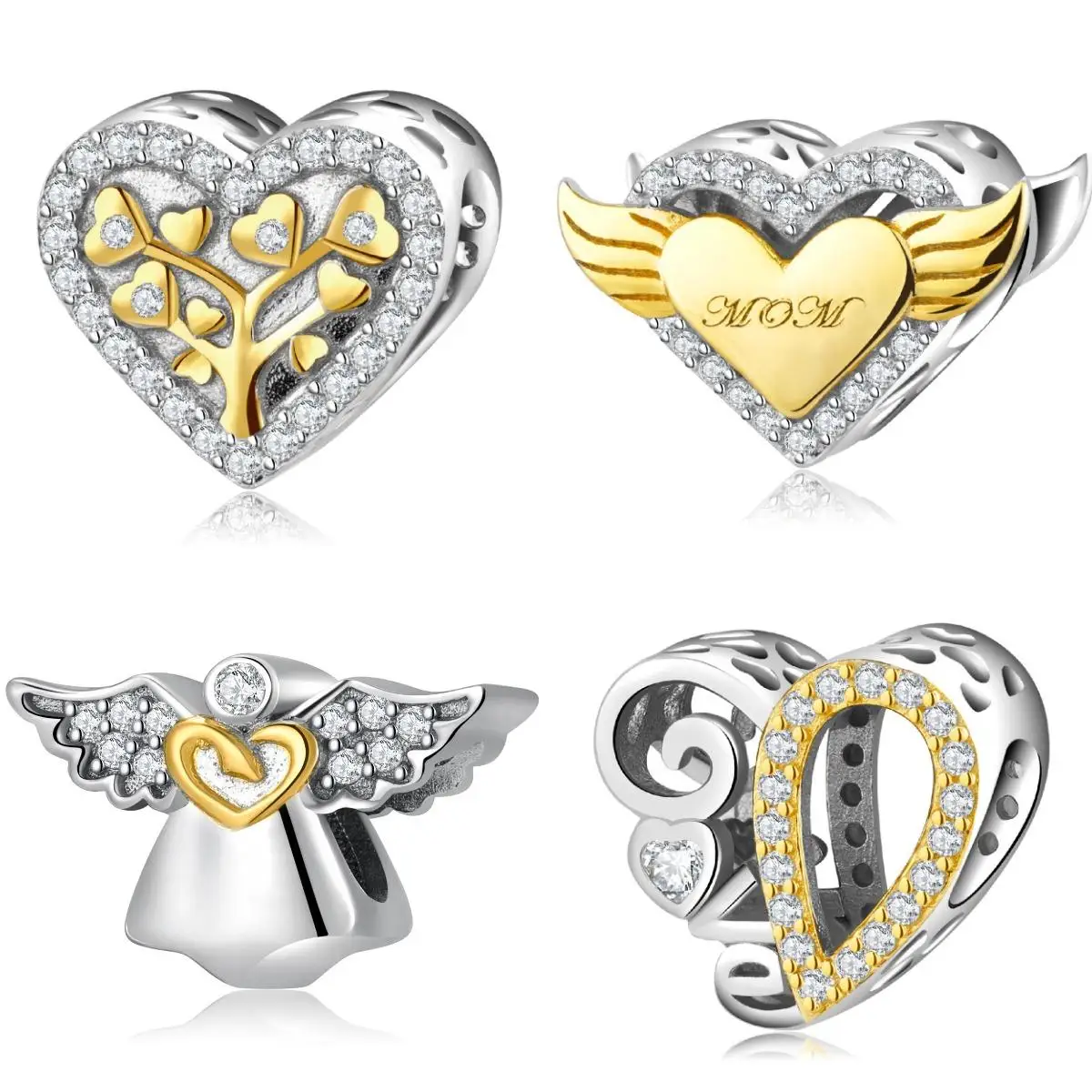 Новый стиль стерлинговое серебро 925 пробы позолота ангел мама любовь дерево