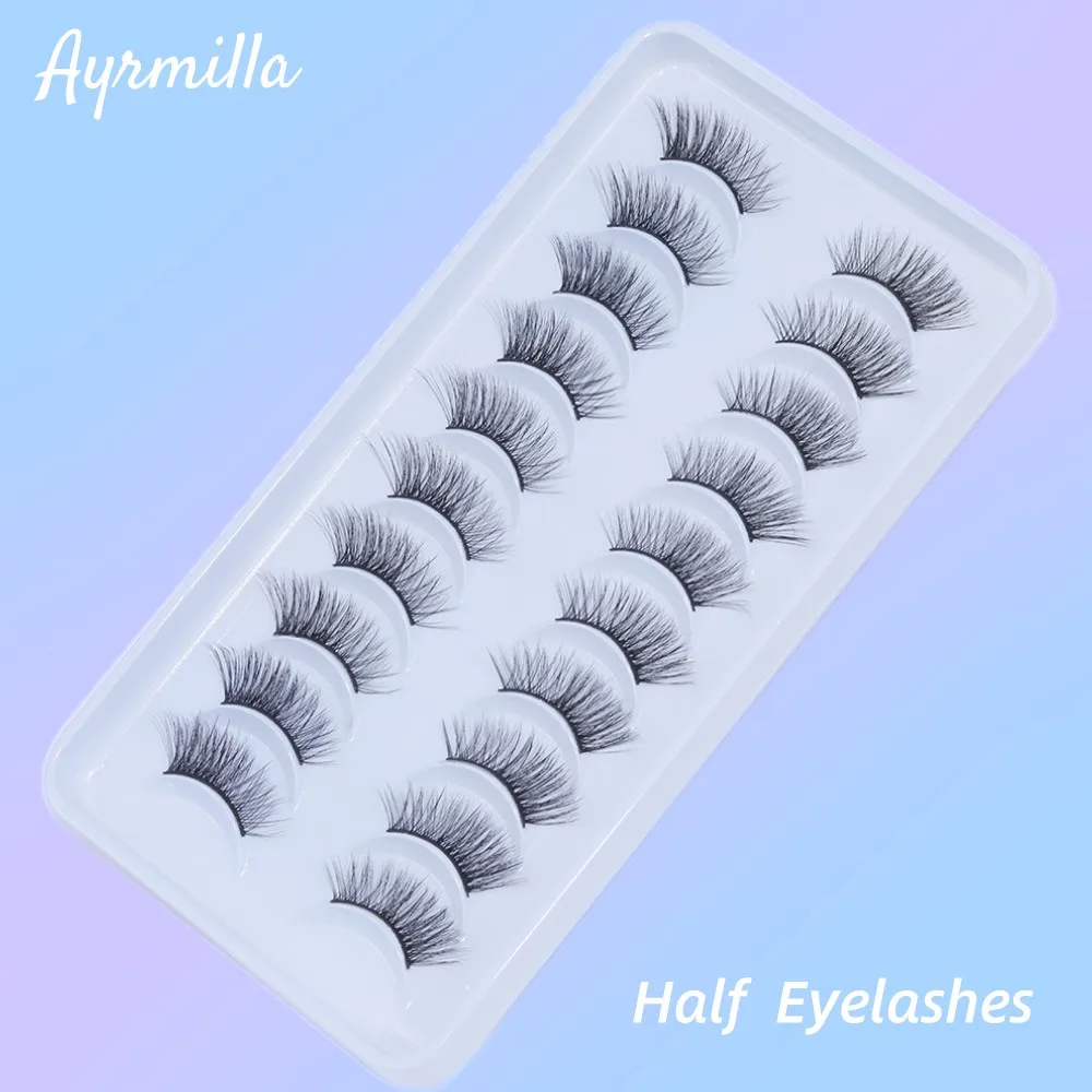 

Half Eye Lashes 5/10Pairs Super Natural Cross Fake Eyelashes Fluffy Soft Wispy Eyelash Extension Supplies Reusable Female Makeup
