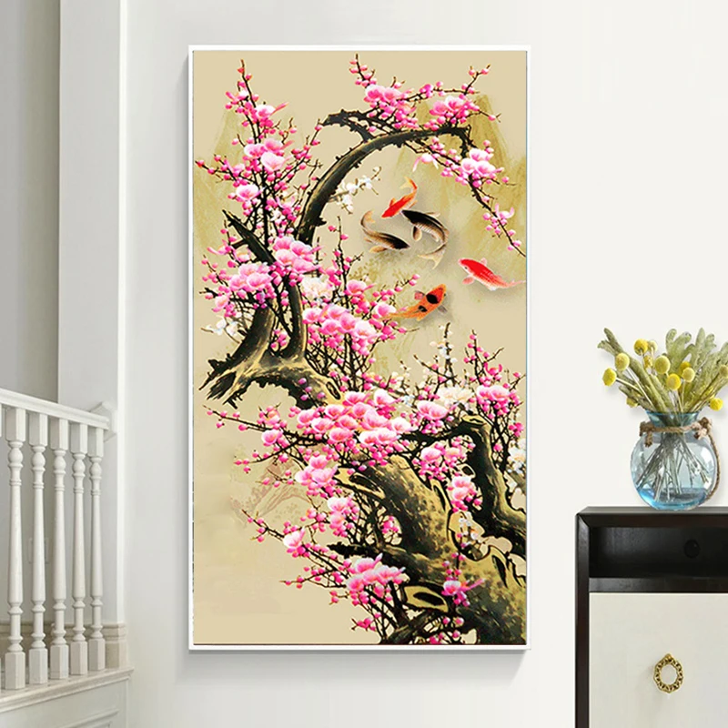 

5D Full Drill Diamond Painting Kits Plum Blossom Diy Diamond Embroidery Flower Cross Stitch Living Room Wall Art Home Decor