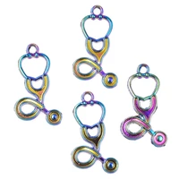 10pcs stethoscope charms pendant accessory rainbow color for jewelry making necklace earring metal bulk wholesale