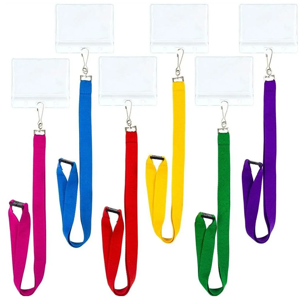 

6 Pcs Lanyards Neck Id Badges Cards Sleeve Holder Cover Small Sleeves Cotton Rope Protectors
