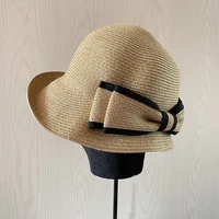 sun hat women straw summer beach upf protection wide brim bow decoration foldable breathable cap holiday accessory for lady