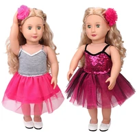 doll clothes magenta slip dress sequins stage skirt 18 inch american og girl doll 43 cm reborn baby boy doll diy toy gift c418