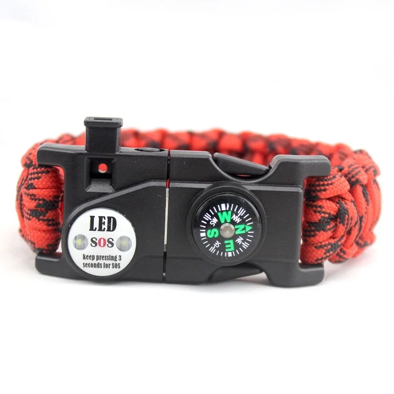 2022 Outdoor Multifunctional Survival Bracelet Paracord Braided Rope Men Camping EDC Tool Emergency SOS LED Light images - 5