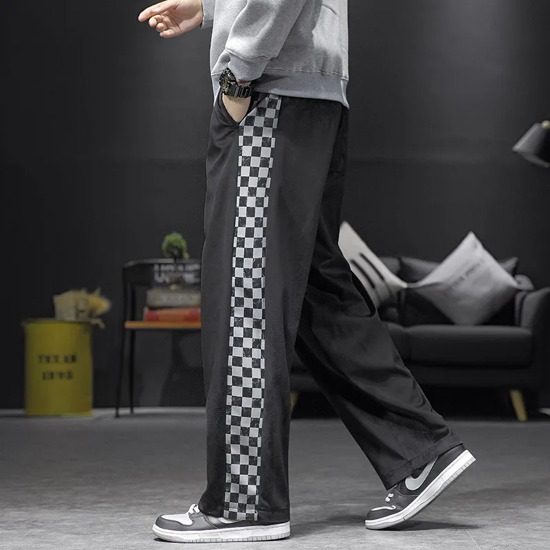 

Men's Plaid Casual Harem Pants Man 2022 Loose Ankle-Length Trousers Streetwear New Male Clothing