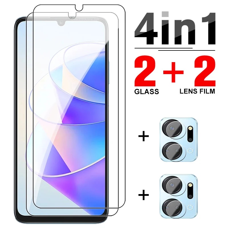 

4in1 Clear Tempered Glass For Honor X7a 4G Full Cover HD Screen Protector Honar xonor X 7A HonorX7A 6.75in Lens Protective Film