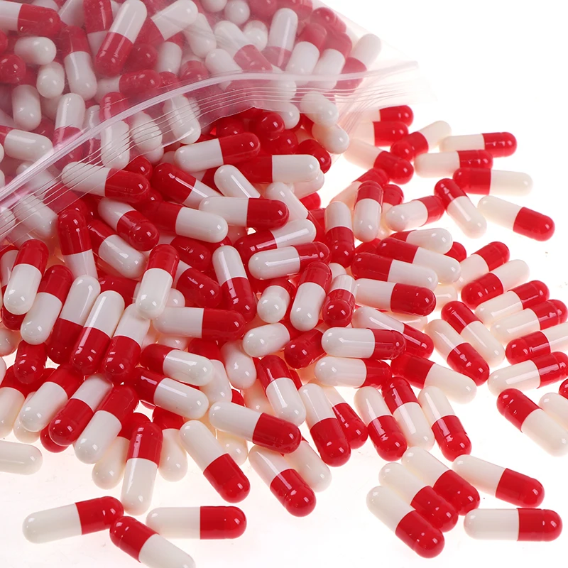 

1000Pcs Empty Gelatin Capsule Gelatin Empty Hard Gelatin Capsule 0# Red And White Empty Pill For Medicine Pills Refill Storage