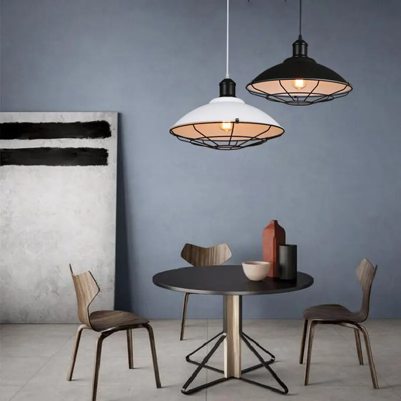 

Nordic Simple Restaurant Retro Industrial Style Chandelier Creative Personality Loft Pot Cover Yang Bar Iron Droplight Lampshade