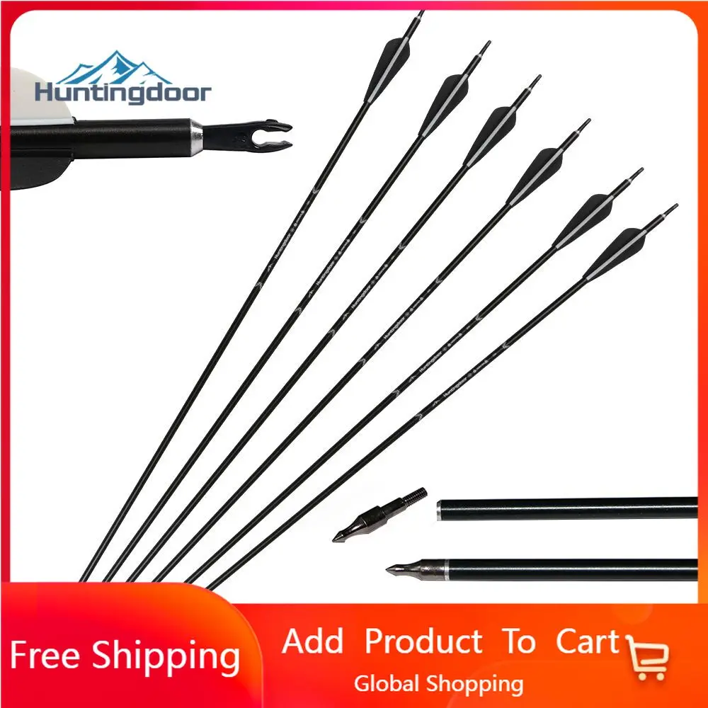 

6pcs 12 pcs/lot 31" Archery Aluminum Arrows Spine 550 Black and White Color for Recurve/Compound Bows Hunting or Shooting