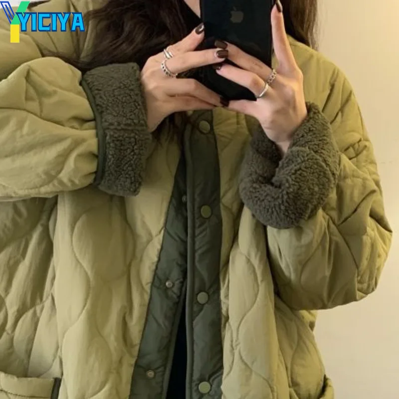 YICIYA Winter Jackets 2023 New Woman Oversized Parkas Coats Single Breasted Pockets Fashion Streetwear Y2k Loose Parkas Outwear