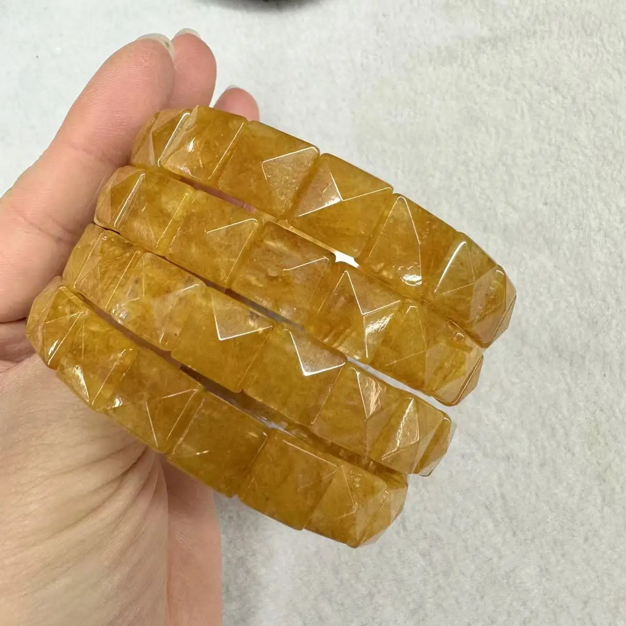 Натуральный 10x10 мм квадратная форма пирамиды граненый камень кристалл цитрин