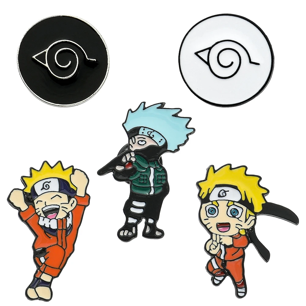 

Anime NARUTO Brooch Cosplay Uzumaki Naruto Hatake Kakashi Badge Enamel Brooch Clothing Backpack Pin Decoration Cute Accessories