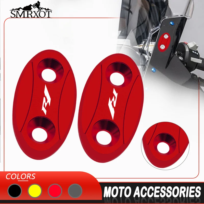 

Motorcycle Accessories For YAMAHA YZF-R1 R1 2009-2014 Mirror Hole Cover Windscreen Driven Mirror Eliminators Cap r1 LOGO