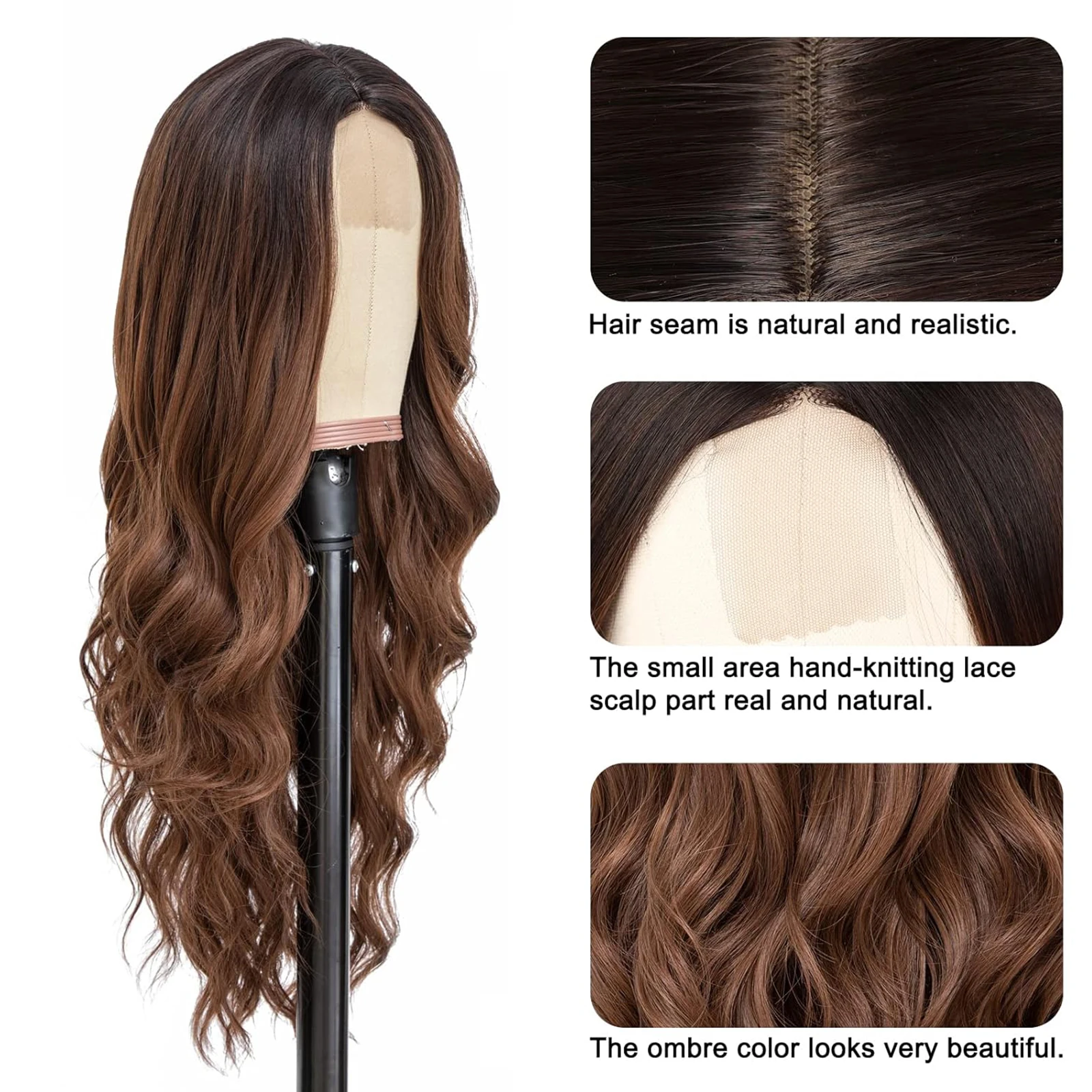 Длинный Коричневый Вьющийся Синтетический Парик Tereshar С Омбре Для Женщин.