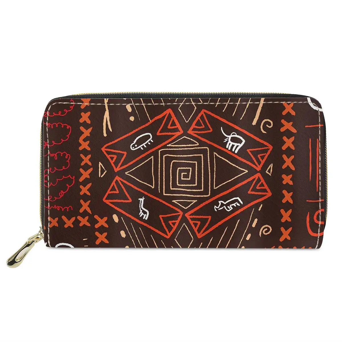 African Style Geometric Pattern Long Wallets Retro Teenager Zipper Purse Portable Card Case Cover Portomonee Unisex Decoration